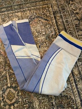 Athleta Blue, Cream and Yellow Striped Athletic Top